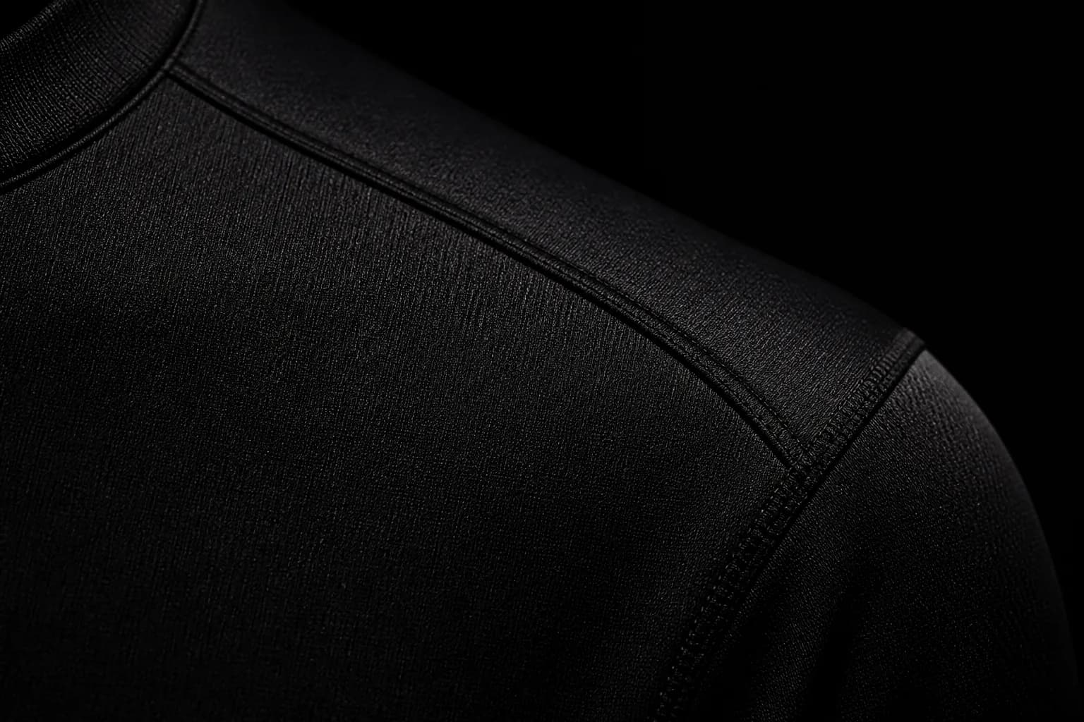 Close-up of NVRR four-way stretch base layer knit and bonded seam